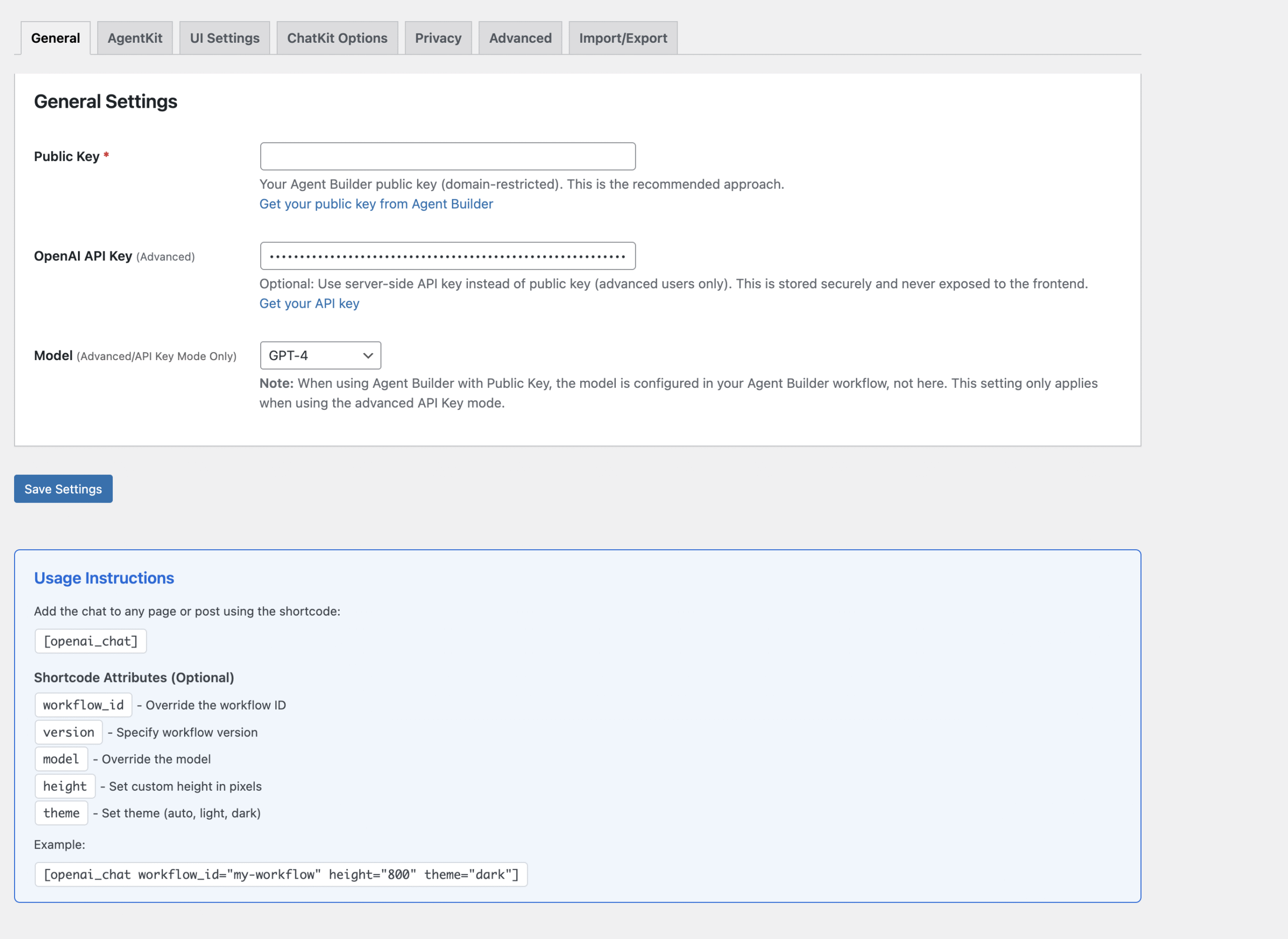 ChatKit OpenAI Wordpress Plugin Customisable Options