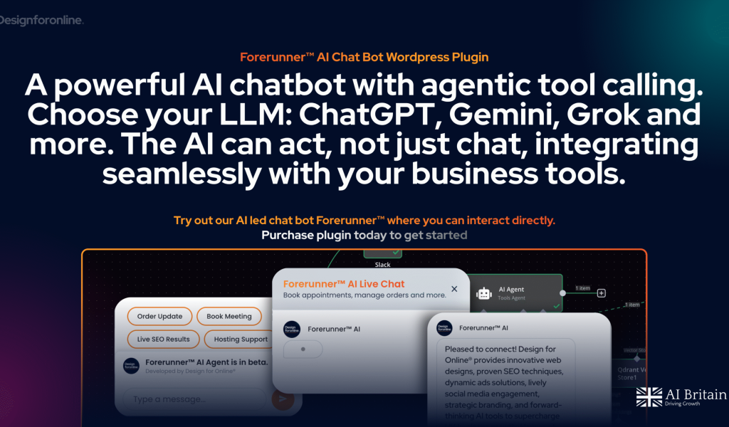 A powerful AI chatbot with agentic tool calling. Choose your LLM: ChatGPT, Gemini, Grok and more. The AI can act, not just chat, integrating seamlessly with your business tools.